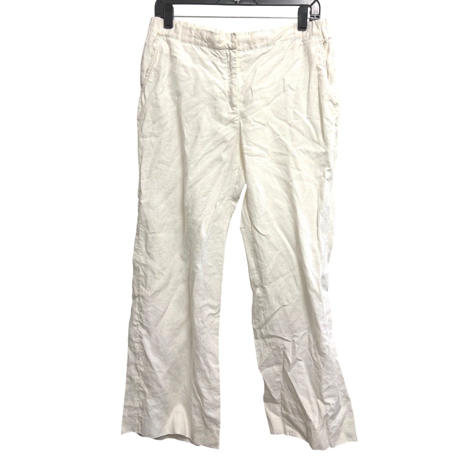 Malo White Linen Coastal Straight Leg Pants White Italian Luxury 44 It
